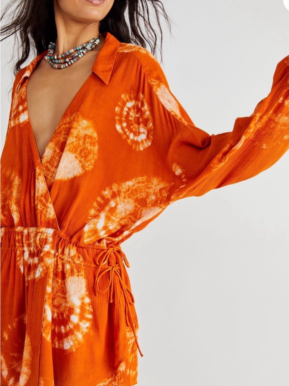 Free People Orange Tie-Dye Jumpsuit Romper